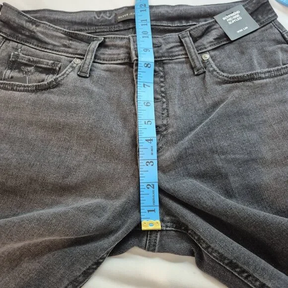 Silver Jeans Women's Size 30X29 Black Denim Boyfriend Comfort Distressed (62) - Picture 4 of 12